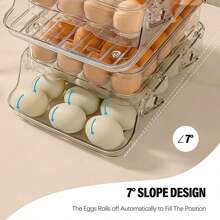 Large Capacity Egg Holder For Refrigerator - 40 Egg Fridge Organizers Holder, 2 Layers Folding Egg Storage Container for Refrigerator, Egg Holder & Egg Tray - Clear - View 6