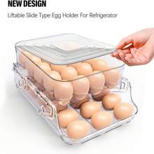 Large Capacity Egg Holder For Refrigerator - 40 Egg Fridge Organizers Holder, 2 Layers Folding Egg Storage Container for Refrigerator, Egg Holder & Egg Tray - Clear - View 5