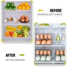 Large Capacity Egg Holder For Refrigerator - 40 Egg Fridge Organizers Holder, 2 Layers Folding Egg Storage Container for Refrigerator, Egg Holder & Egg Tray - Clear - View 7