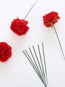 50 件/100 件人造花茎 17 厘米/25 厘米/30 厘米绿色手工花茎线用于婚礼花束 DIY 工艺品和插花装饰配件、情人节、生日毕业礼物、假植物 - 綠色 - 查看 7