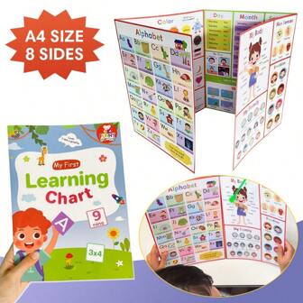 My First Learning Chart English Words Learning Poster Flashcards Worksheet Alphabet Numbers Fruit Vegetable Educational Toys Wall Room Decor School SuppliesSchool, Student,Stationery,School Supplies