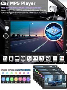 7-Inch Car Radio HD Touchscreen, 2 Din Car Multimedia Player, Car Audio Stereo FM, MirrorLink, Hands-Free Calling, Includes Steering Wheel Control And Backup Reversing Camera - Black - View 3