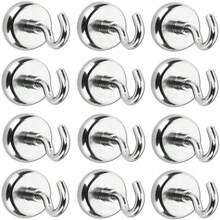 12pcs 16mm Neodymium Magnet Hook Strong Magnetic Hooks For Household Use - Silver - View 1