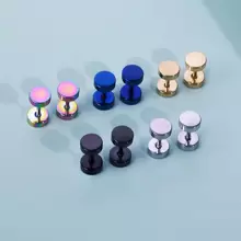 5 pairs Men Earrings Studs Flat Back Dot Earrings Pure Titanium Nap Earrings Hypoallergenic 6mm Disc Earrings Flatback Screw Stud Earrings for Man Woman