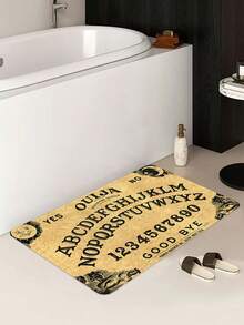 1 Pieza Alfombra Antideslizante Marrón Con Diseño De Letras, Moderna Alfombra De Baño De Poliéster, Felpudo Engrosado Para La Puerta Del Baño - Multicolor - Ver 4