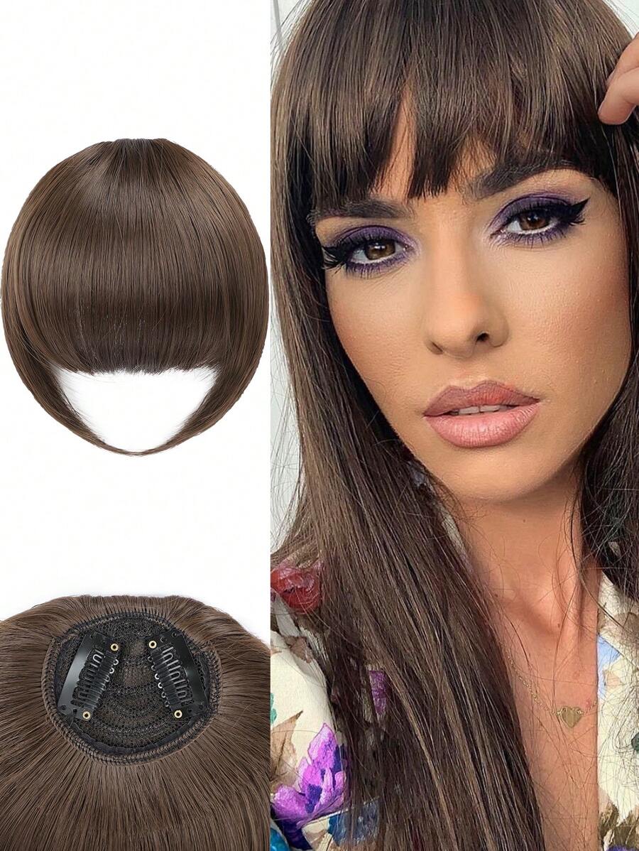 nimoki 高溫合成纖維斜刘海剪,光面條理自然真實感。輕巧方便,亞光淺棕色,適合女性日常佩戴 - Light Brown - 查看 1