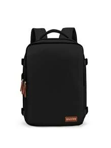 大容量多層間聚酯旅行背包,具有色塊設計,適合旅遊和戶外活動 - 黑色 - 查看 4