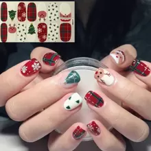 1sheet Christmas Red Snowflakes, Santa Claus, Snowman Nail Art Decals Stickers With Nail File - Multicolor - View 1