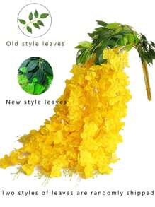 12入組黃色人造紫藤藤蔓,藤蔓和真絲繩索花花環適合婚禮,節日,花園,家庭裝飾