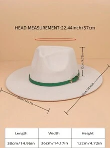 1入組女士西部牛仔帽,時尚綠色配件帶心形爵士樂帽帶,戶外防曬羊毛帽適用於男士英語紳士派對