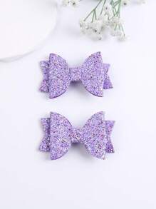 4PCS(2pcs) Glitter Bow Hair Bows For Girls, Hair Clip Suitable For Daily And Party Occasions Hairpins - Multicolor - View 4