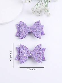 4PCS(2pcs) Glitter Bow Hair Bows For Girls, Hair Clip Suitable For Daily And Party Occasions Hairpins - Multicolor - View 5