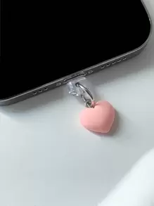 1入心型手機防塵塞充電口塞 - 粉色 - 查看 2