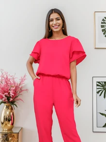 Women Two-piece Outfits - 玫紅色 - 查看 3