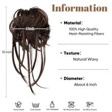 Messy Bun Hair Piece Curly Hair Bun Extensions with Straight Tails Hair Scrunchies Ponytail Hairpieces for Women Dark Brown
