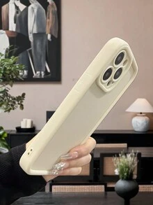 1pc Ultra-thin Tpu Bamboo Back Cover Compatible With Iphone - Beige - View 3