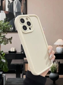 1pc Ultra-thin Tpu Bamboo Back Cover Compatible With Iphone - Beige - View 1