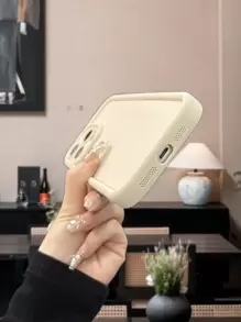 1pc Ultra-thin Tpu Bamboo Back Cover Compatible With Iphone - Beige - View 4