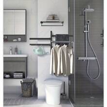 Rotating Towel Rack For Bathroom, Wall Mounted Multiple Bars Towel Storage Rack, Corner Towel Bar For Kitchen, Toilet, Room, No Drilling - Black - View 1