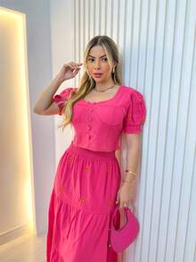 Women Dresses - Màu Hồng  Dưa hấu - Xem 4