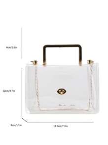 Waterproof 1pc Metal Chain Decorated Transparent Pvc Jelly Bag For Women's Daily Use, Dating, Waterproof, Sandproof Transparent Bag, Beach Sports Picnic Snacks Clear Purse For Women - Clear - View 3