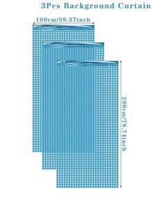 3pcs Blue Square Plastic Rain Curtain Background Cloth, Birthday Party Decor Wedding Holiday Party Decoration Decor 2025 New Year Decoration Home Party Room Wall Background Decoration Supplies Tinsel Curtain, Party Favor, Babe Shower Decor