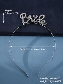 1pc Single Alphabet Crown Shaped Bridal Wedding Hair Accessory Party Tiaras - Silver - View 4