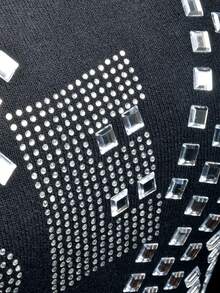 Sweater Sweater Winter Blouse Slim Knit Fabric Round Neck With Glitter Letters CK1-206 - Black - View 3