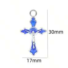 30pcs/pack Mixed Style Zinc Alloy Oil Drip Cross Pendant, Jesus Pendant, Jewelry Making Component For Necklace And Bracelet - Multicolor - View 4