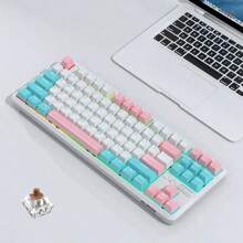 Ajazz K870tpro 87鍵無線2.4g Bt鍵盤oem高度pbt鍵帽三重模式連接青色開關白色 - 白色 - 查看 1