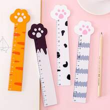 4 件装木制卡通猫爪直尺，方便实用，波浪形直尺，测量工具，文具，数学几何，旅行办公用品礼品，尺子 - 彩色 - 查看 2
