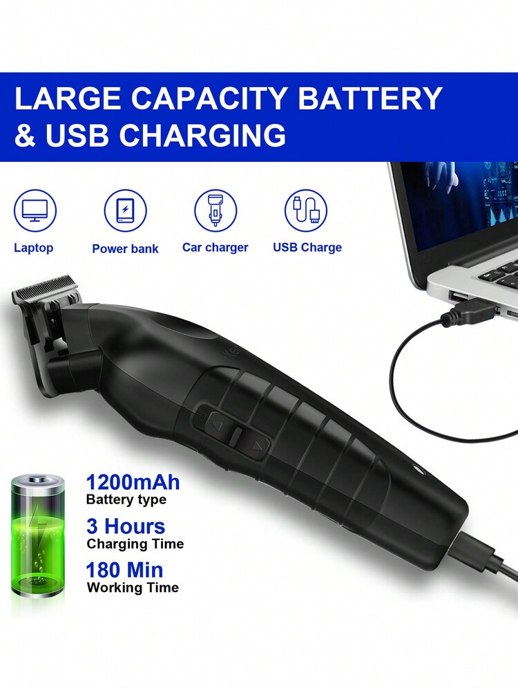 電動剪刀 KM-2299 電動剪刀 USB 電動理髮機剪刀 美髮沙龍理髮剪刀 - 黑色 - 查看 5