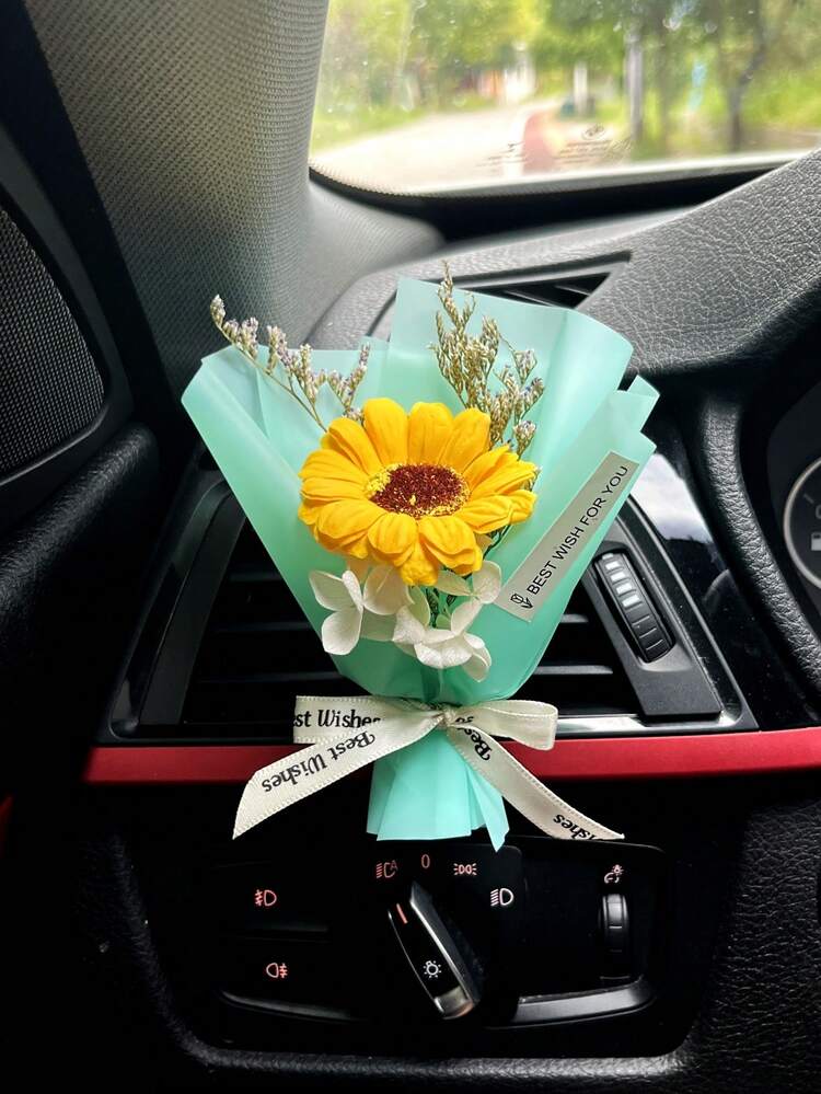 Car Air Vent Mini Sunflower Aromatherapy Bouquet - Yellow - View 2