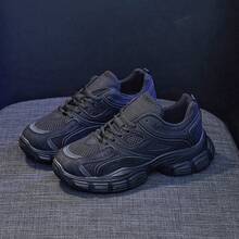Zapatos de mujer  NUEVO Tenis de deportivas con cordon grueso con letra - Negro - Ver 3