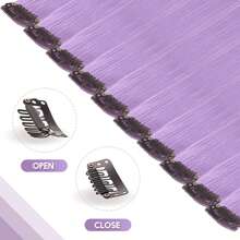 Synthetic Extensions Clip-In Hair Extensions - Lavender Purple - View 5