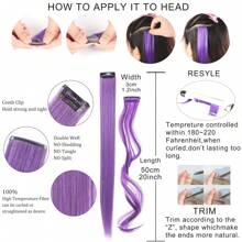 Synthetic Extensions Clip-In Hair Extensions - Lavender Purple - View 7