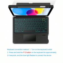 1 件黑色触摸板背光魔术键盘保护套兼容 iPad 10 第 10 代 2022 10.9 英寸 A2696 A2757 A2777 平板电脑 - iPad 第 10 代 10.9 英寸 - 查看 4
