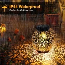 1入太陽能掛燈適用於聖誕戶外花園庭院裝飾,鐵質中空設計,復古手柄,防水,在園林圍欄芝士裝飾等方面都有應用 - 黑色 - 查看 4