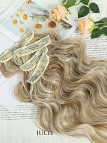 4 件裝夾式接髮夾式長波浪接髮厚長假髮女式全頭 20 英寸沙色金發混合米色金發