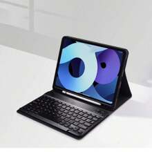 1 件黑色磁性 PU 键盘，带手写笔插槽，兼容 iPad，可折叠作为支架，可选无线鼠标兼容 - 黑色 - 查看 4