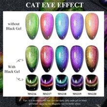 7件套 9D猫眼凝胶指甲油 变色龙磁性凝胶 8毫升 星系闪粉 银河效果 可卸UV LED带磁铁棒凝胶指甲油套装 - 彩色 - 查看 8