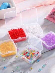 6pcs 5.5*5.5*2cm Clear Mini Plastic Bead Storage Box - White - View 1