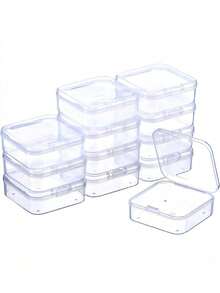 6pcs 5.5*5.5*2cm Clear Mini Plastic Bead Storage Box - White - View 4