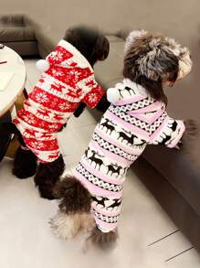 1 件聖誕風格冬季寵物連身衣，尺寸偏小，我們建議買大一號