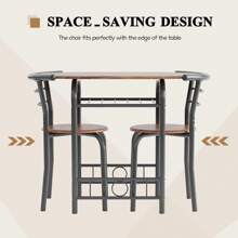 Flamaker Furmax 3 Piece Wood Round Table & Chair Set For Dining Room Kitchen Bar Breakfast, With Wine Storage Rack, Space Saving - Coffee Brown - View 6