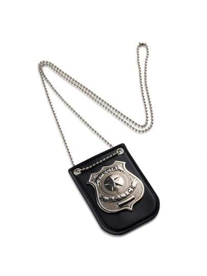 Halloween Role-Play Police Badge With Lanyard And Belt Clip Police Costume