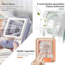 Ventilador de pulverización de agua portátil, Humidificador eléctrico recargable por USB, aire acondicionado de mesa - Naranja - Ver 2