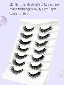 Asiteo 7 Pairs Fluffy & Thick Faux Mink Eyelashes, Long-Lasting & Dense, Reusable - Black - View 2