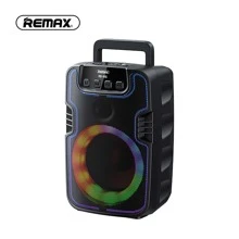Remax户外无线蓝牙音箱，立体声，支持FM收音机、USB、TF卡、AUX输入，内置麦克风，彩色LED灯，适用于居家/旅行/露营/聚会等各种场合。 - 黑色 - 查看 9