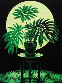 室內綠植創意插畫鑽石畫新款全鑽diy馬賽克牆壁裝飾,客廳藝術手工車繡1套